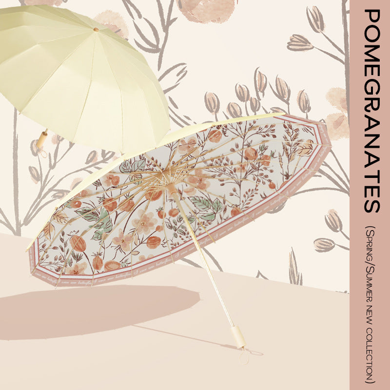 Women's elegant folding umbrella with floral design Stornfield