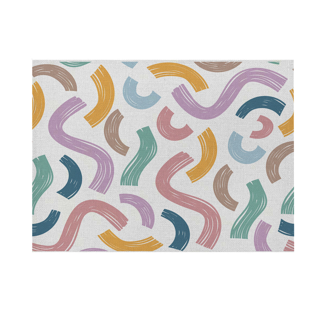 Modern Geometric Linen-Texture Canvas Wall Art Print