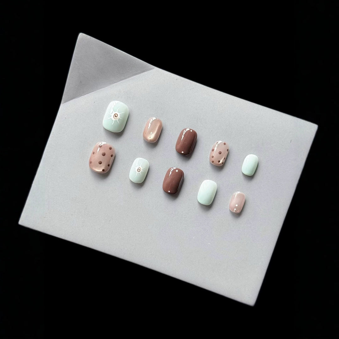 Decorative Press-On Nail Set with Unique Artistic Designs