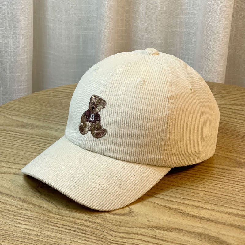 Women's Corduroy Baseball Cap with Teddy Bear Embroidery Stornfield