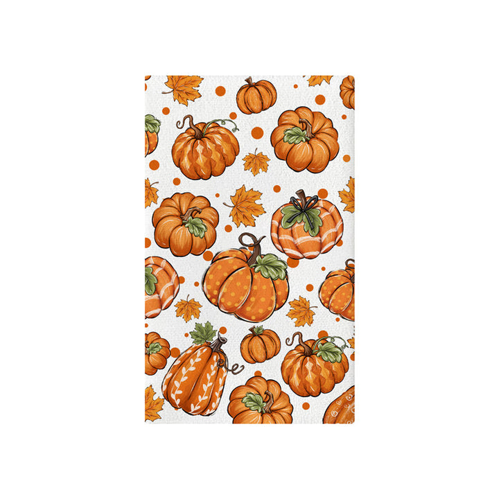 Vertical Buffalo Check Autumn Garden Banner with Painted Pumpkin Illustration