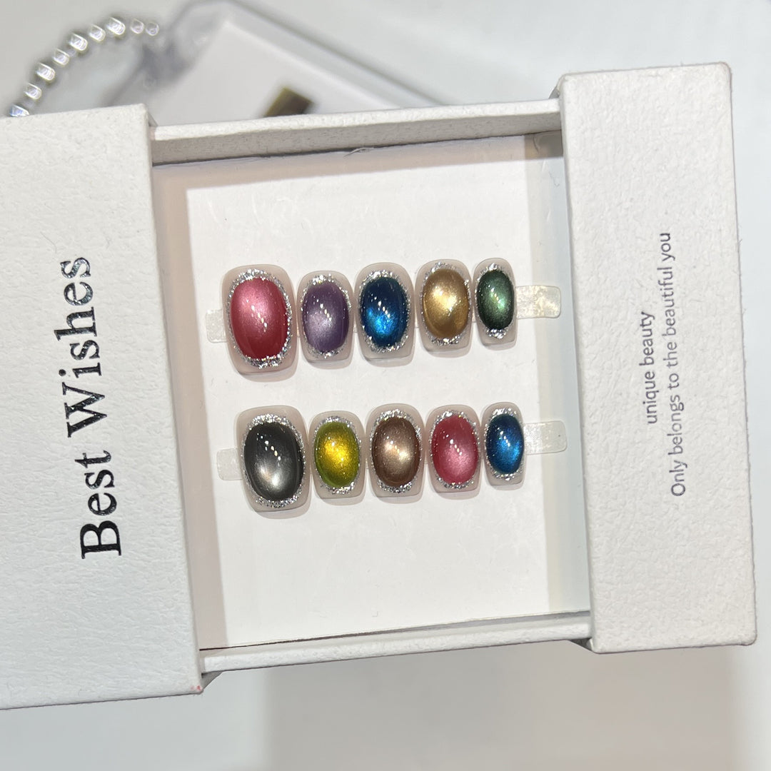 Colorful Metallic Press-On Nail Set with Glittering Accents Stornfield