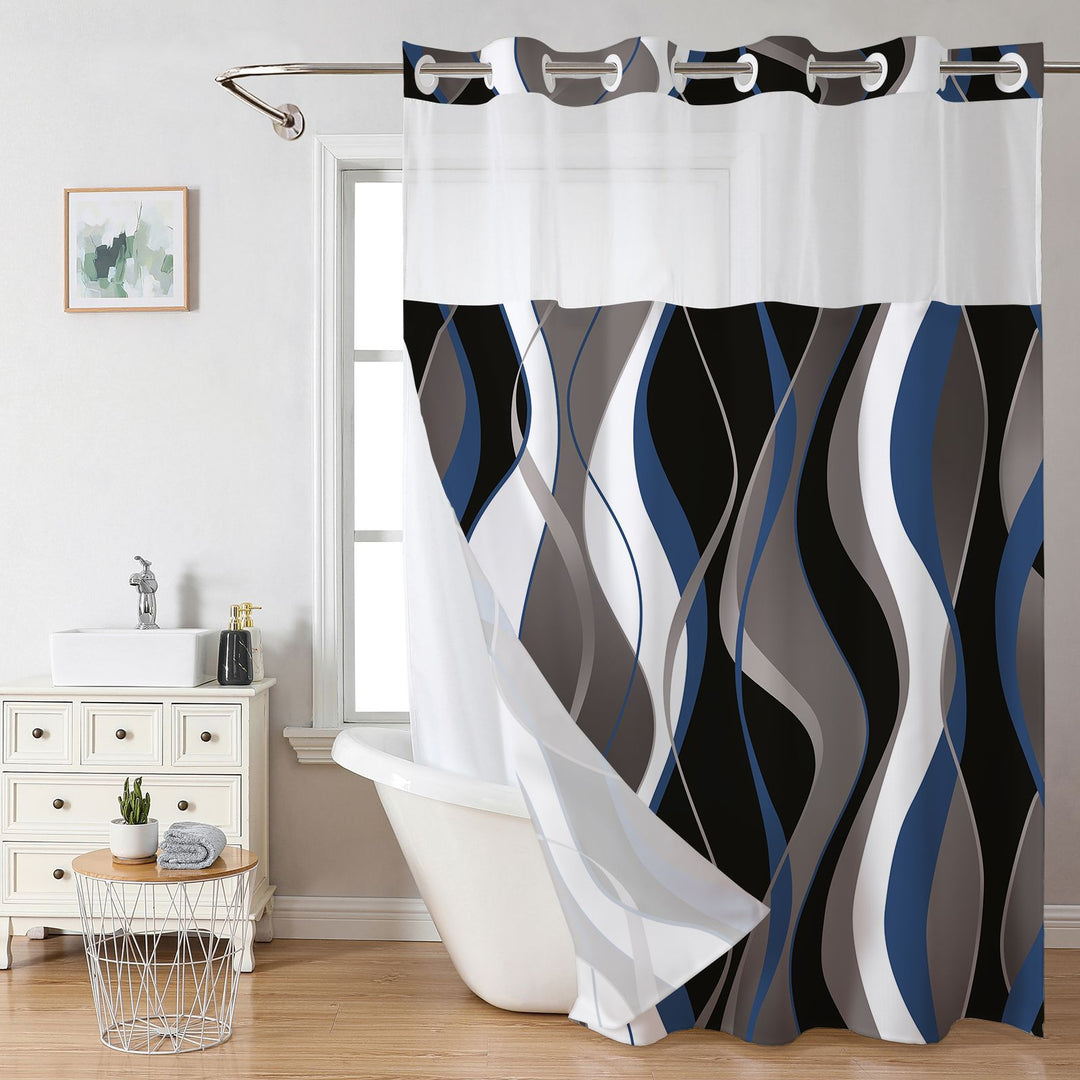 Modern Abstract Wave Pattern Shower Curtain Stornfield