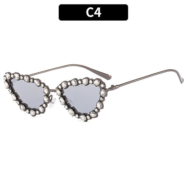 Heart-Shaped Rhinestone-Accented Sunglasses