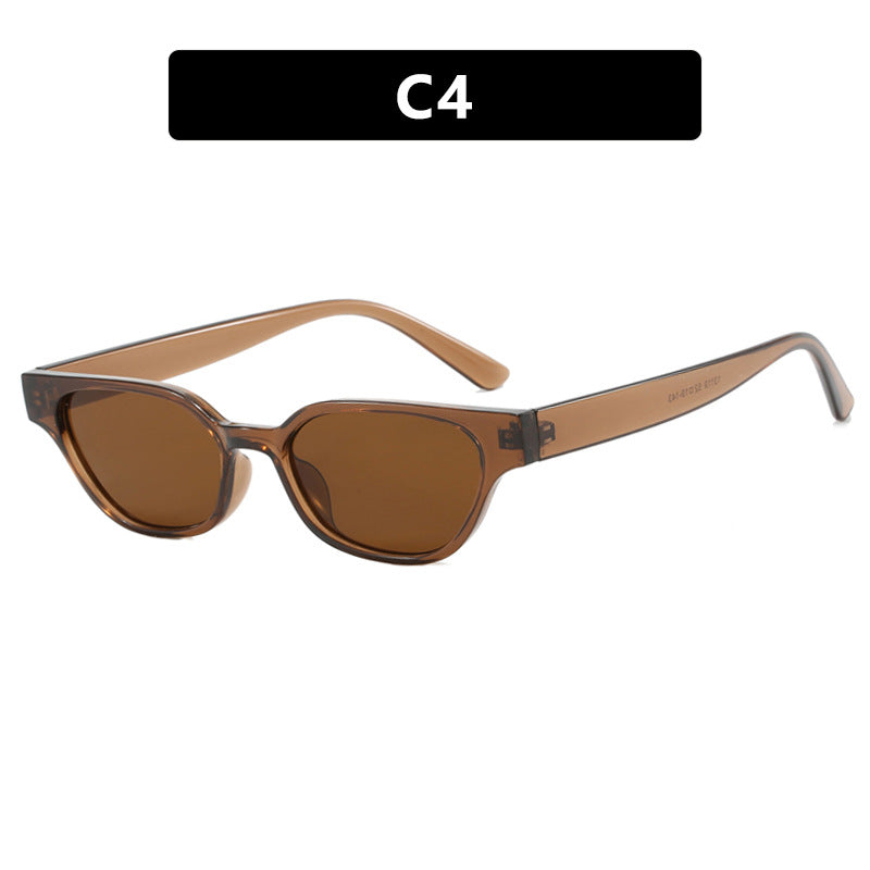 Women's fashionable sunglasses with curved frame and brown lenses Stornfield