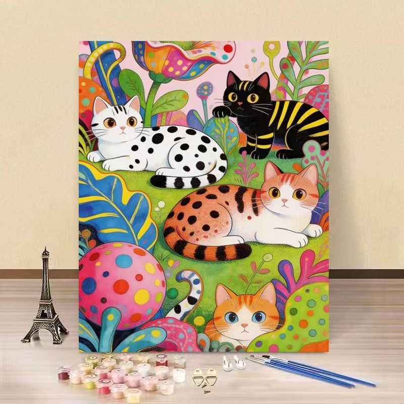 Cat-Themed DIY Paint by Numbers Canvas Kit Stornfield