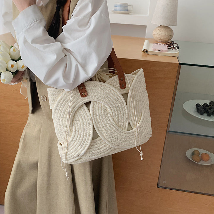 Woven Handle Tote Bag