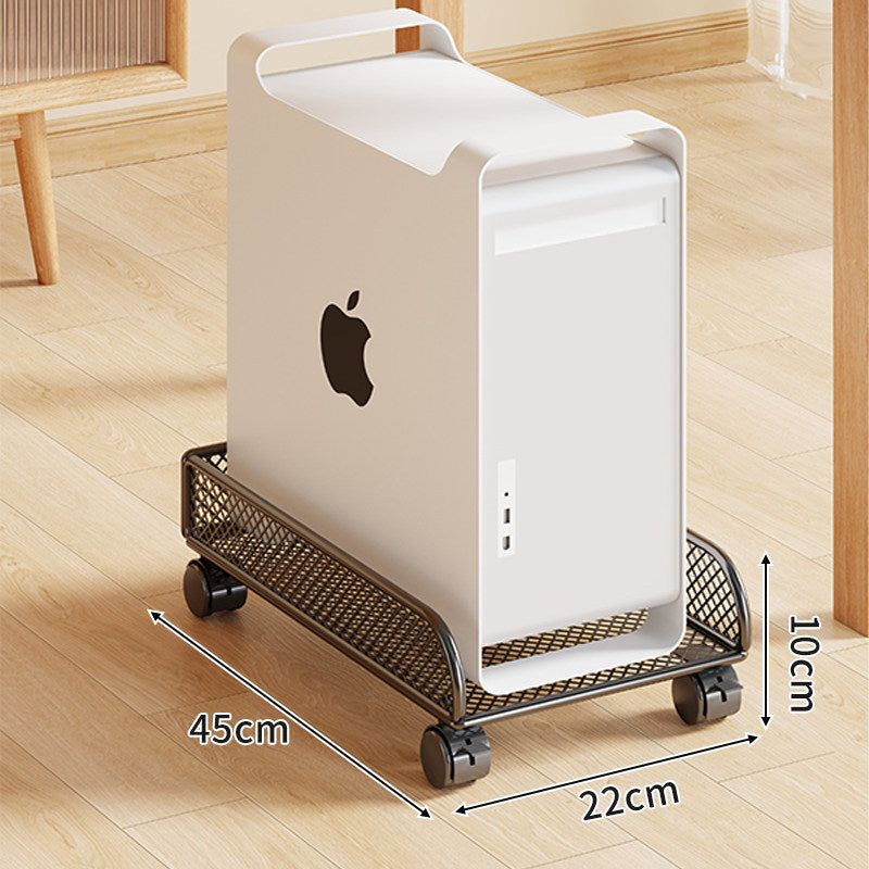 Under-Desk Rolling PC Tower Stand with Mesh Tray and Locking Casters