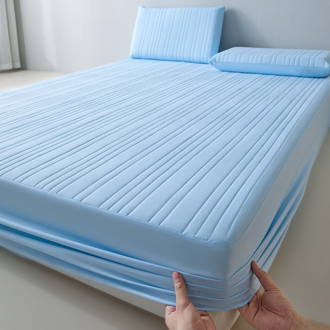 Quilted Cooling Memory Foam Mattress Topper with Fitted Skirt & Pillow Shams