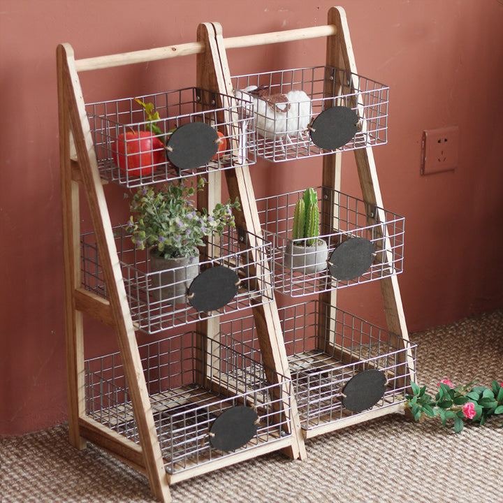 Practical stair shelf with wire baskets Stornfield