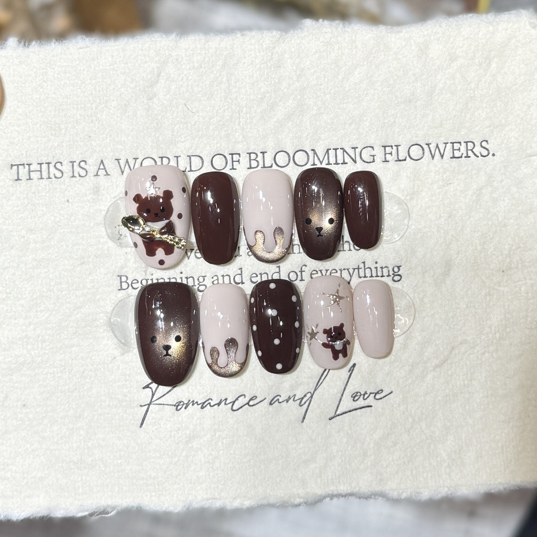 Whimsical Animal-Themed Press-On Nail Art Set Stornfield