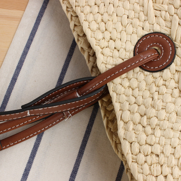 Braided Beach Bag with Elegant Leather Handles Stornfield