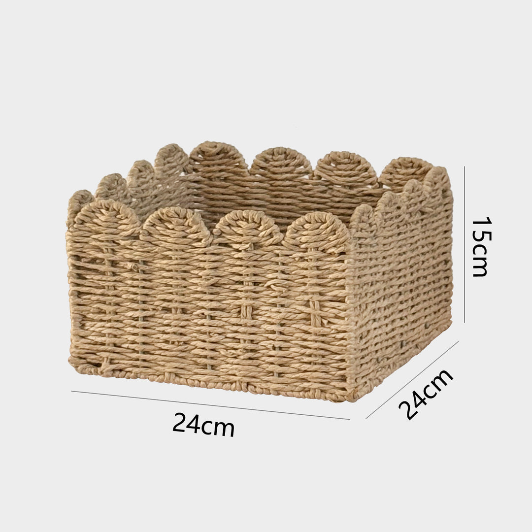Handcrafted storage basket with playful wave edge Stornfield