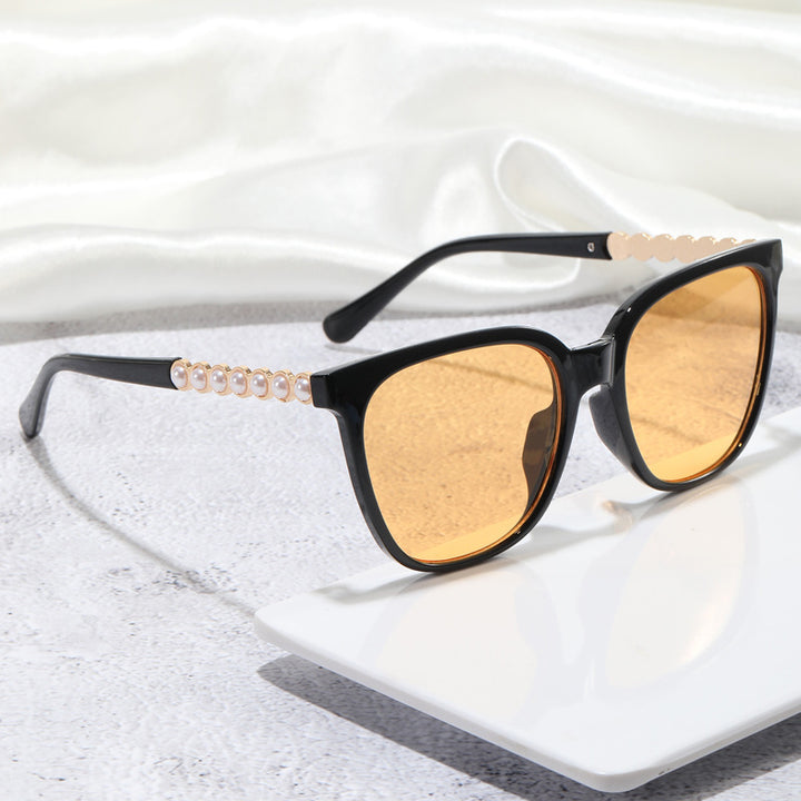 Women's oversized sunglasses with elegant pearl jewelry decoration Stornfield
