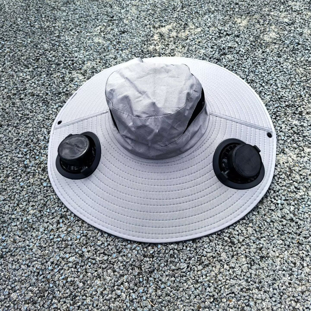 air-cooled sun hat with removable USB fans and wide neck protection Stornfield