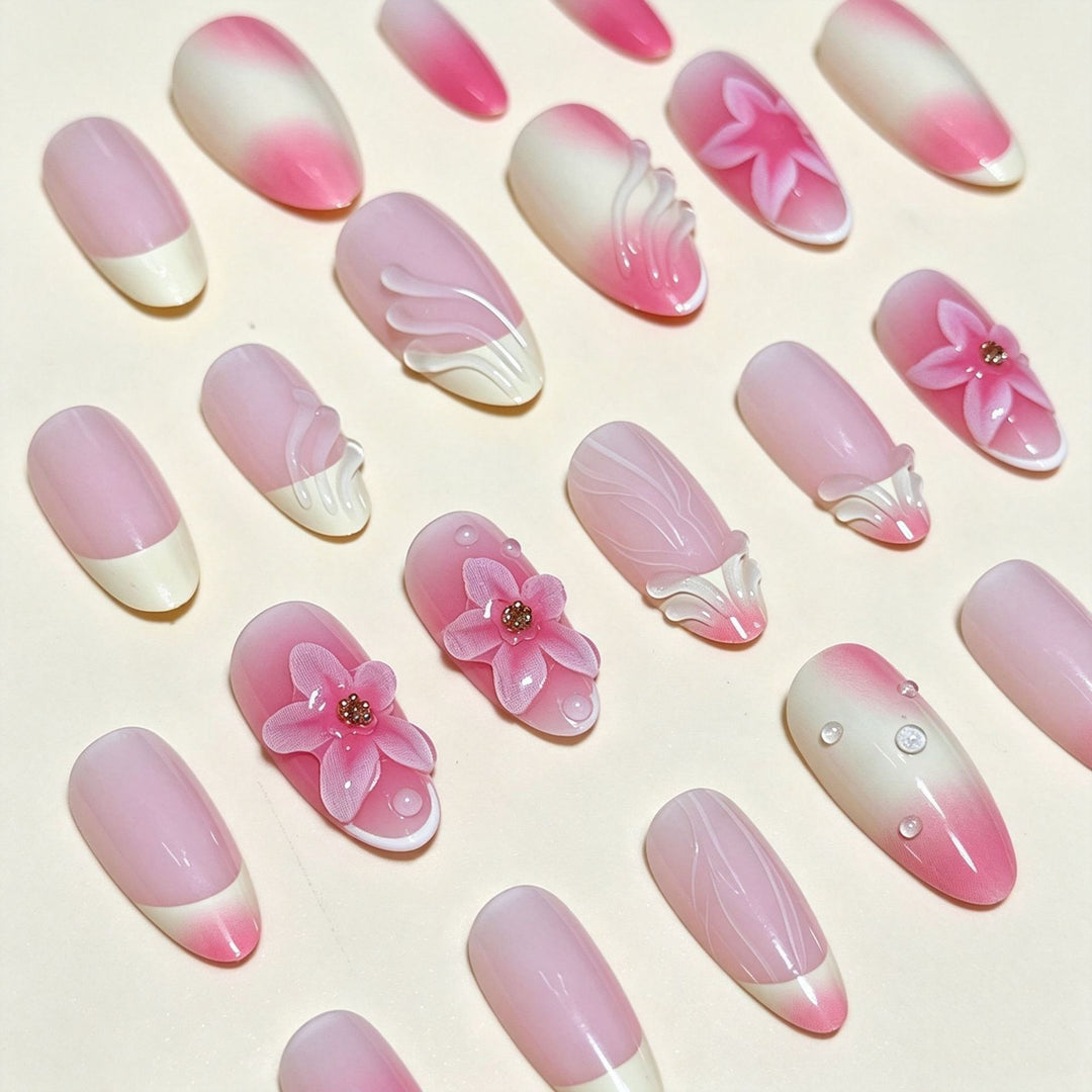 Elegant Press-On Nail Tips with Decorative Bow Stornfield