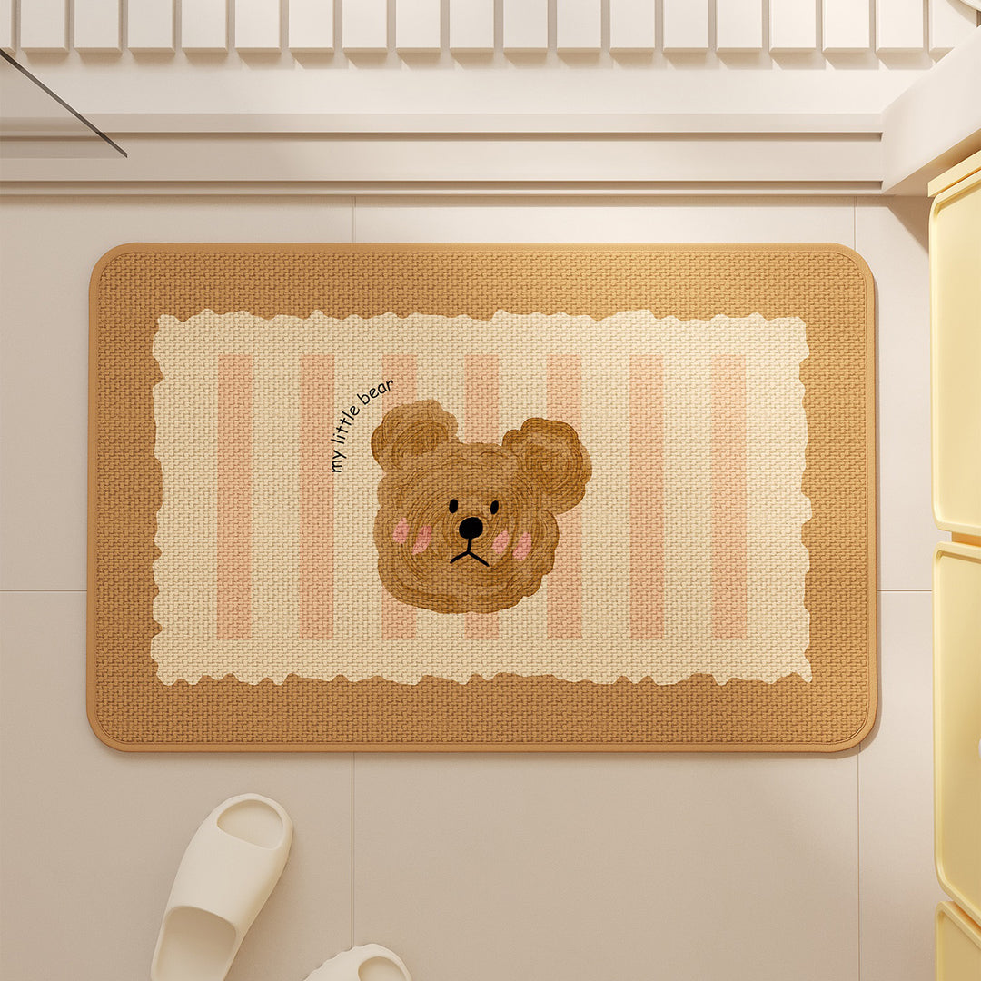 Bear Face-Themed Absorbent Bath Mat for Bathroom