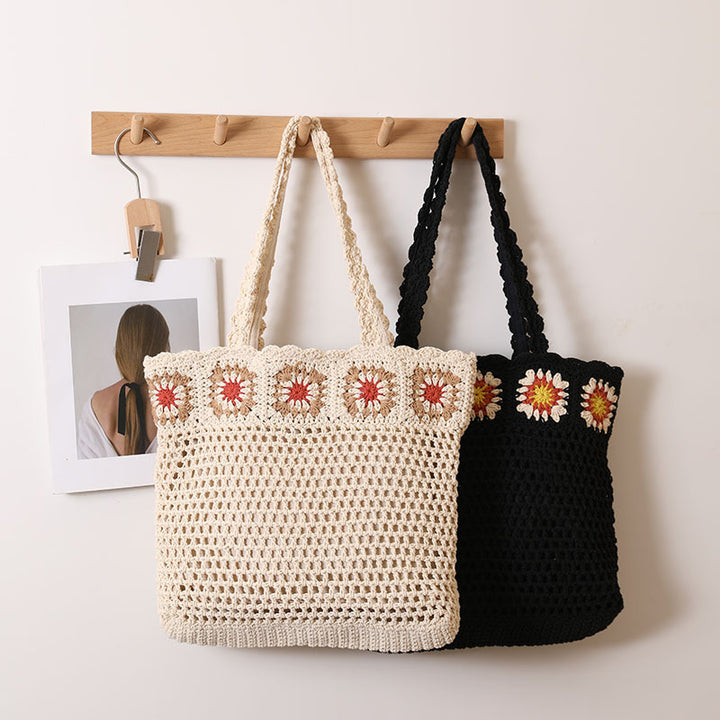 Hand-crocheted beach bag with floral accents Stornfield