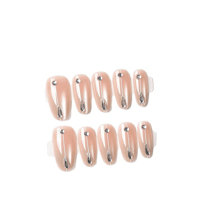 Elegant Press-On Nail Set with Rhinestone Accents Stornfield
