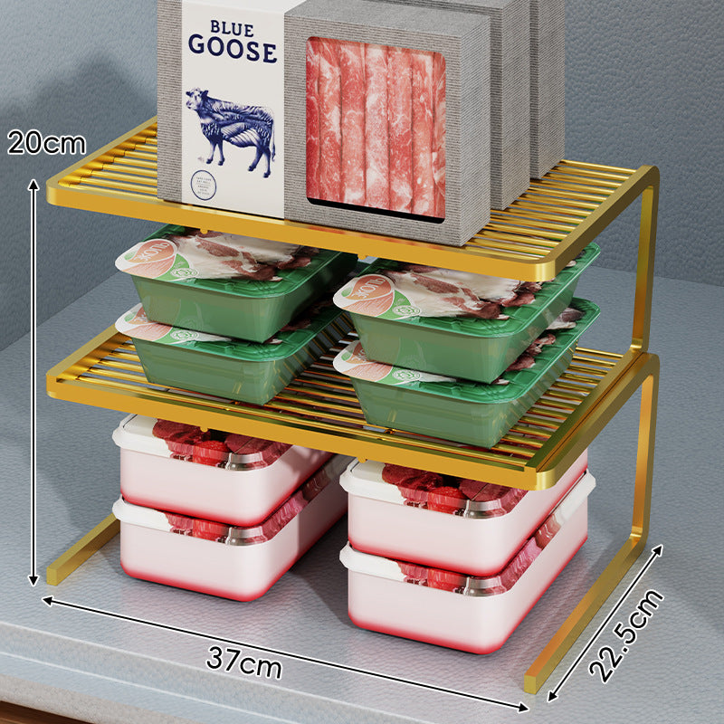 Compact Three Tier Slatted Metal Countertop Pantry Organizer