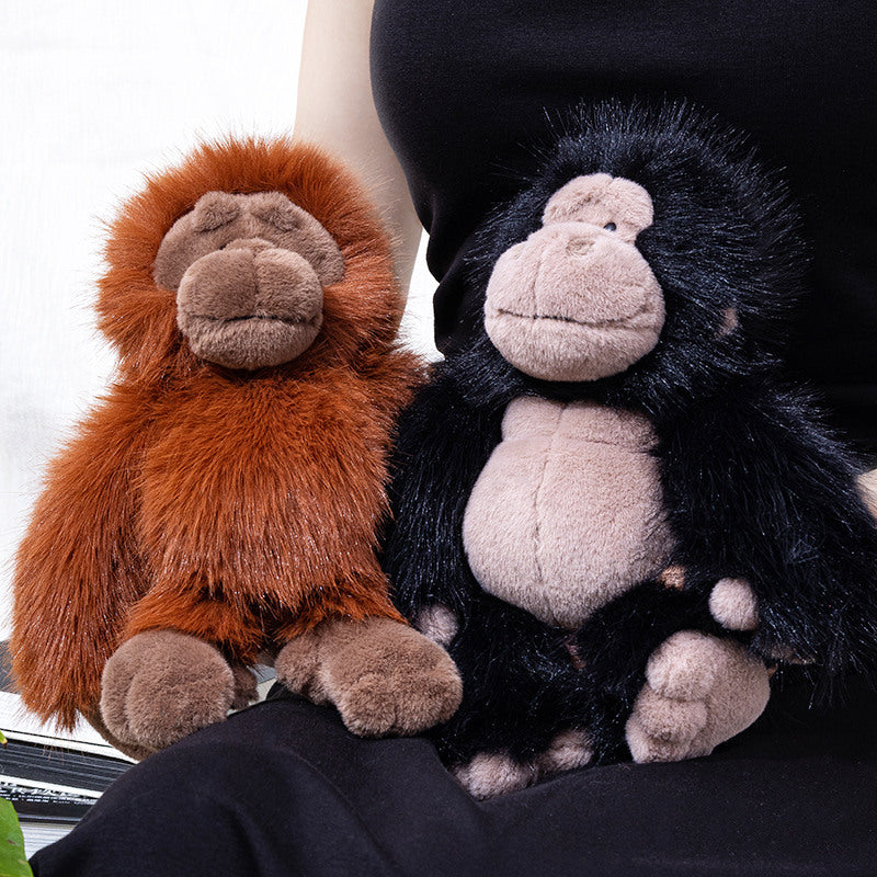 Plush Sitting Gorilla Toy with Long Faux Fur and Soft Bean-Fill Stornfield