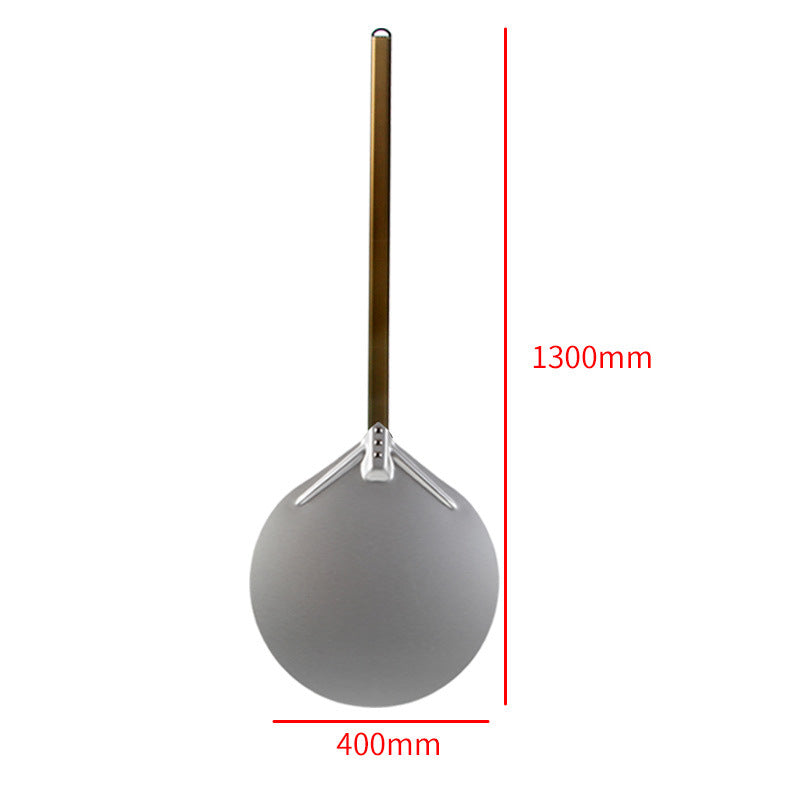 long wooden handled round aluminum pizza peel with reinforced neck Stornfield