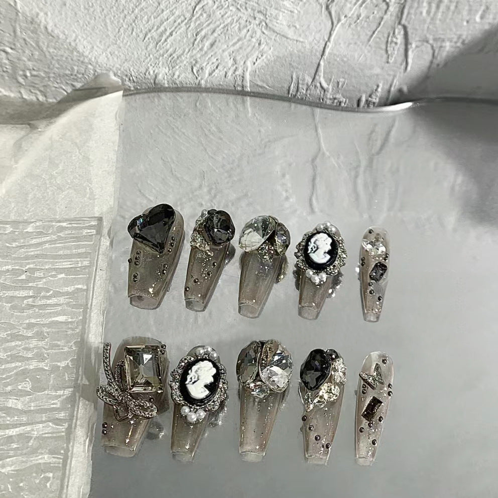Elegantly Embellished Decorative Press-On Nail Set