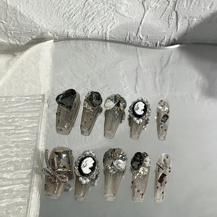 Elegantly Embellished Decorative Press-On Nail Set