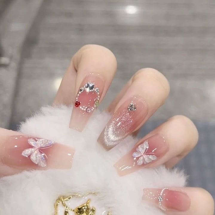 Artistic 3D Floral Press-On Nail Set Stornfield