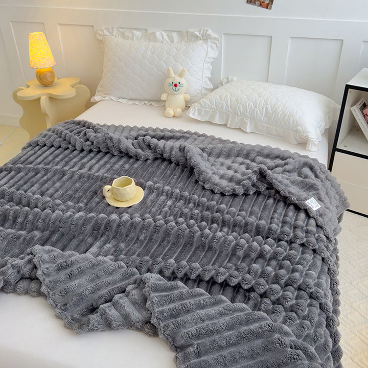Women High-pile Cozy Blanket with Wave Pattern Stornfield