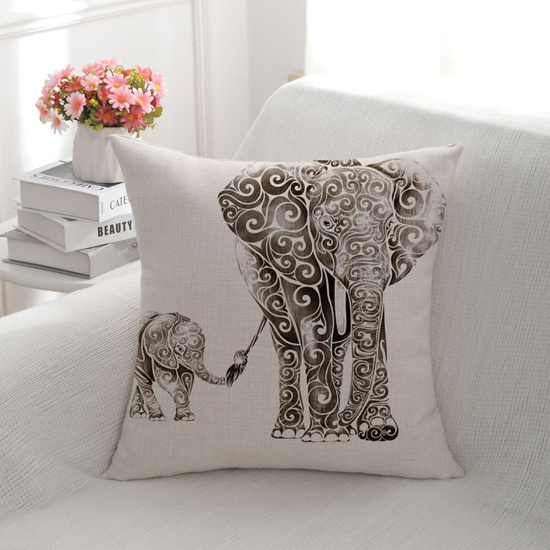 Artistic Elephant Print Cushion
