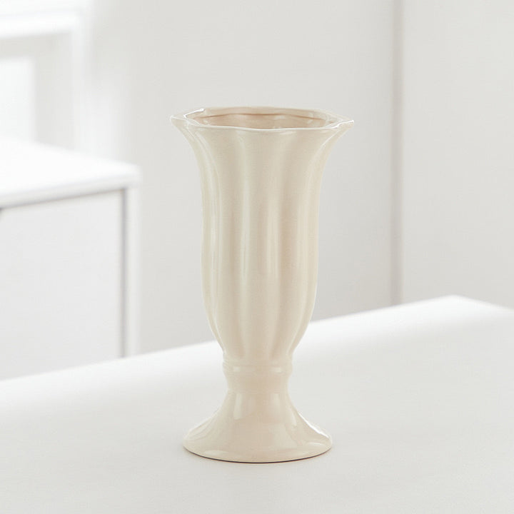 Decorative Floral Embossed Ceramic Vase for Home Decor