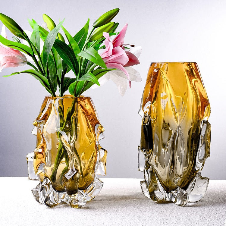 Handcrafted Sculptural Melted-Edge Thick-Glass Centrepiece Vase Stornfield