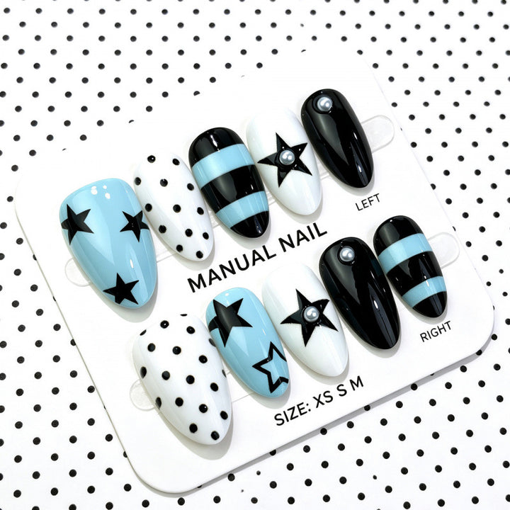 Decorative Star and Polka Dot Press-On Nails