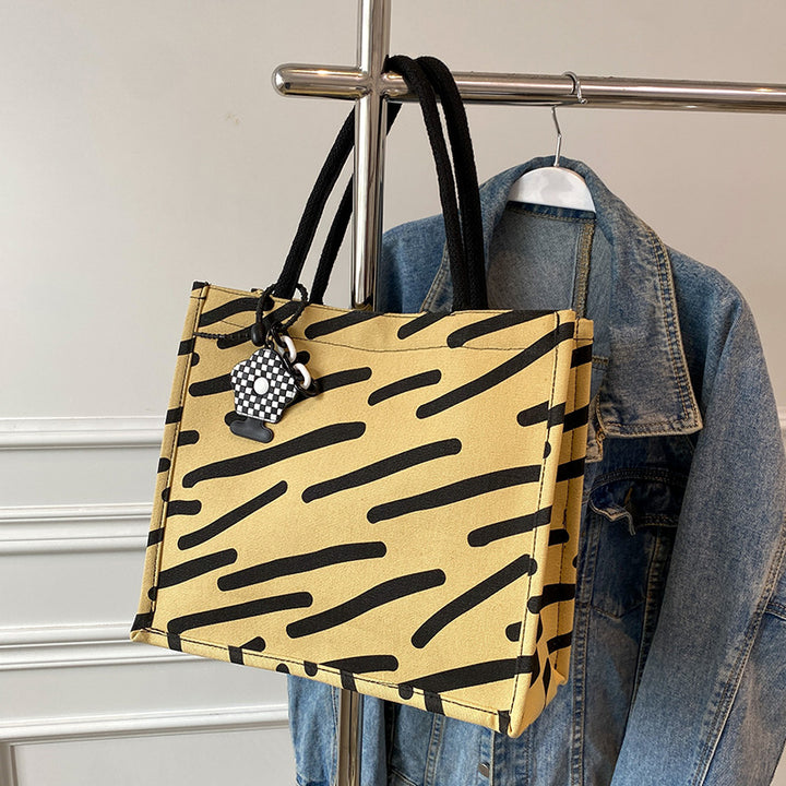 Graphic Print Canvas Tote Bag