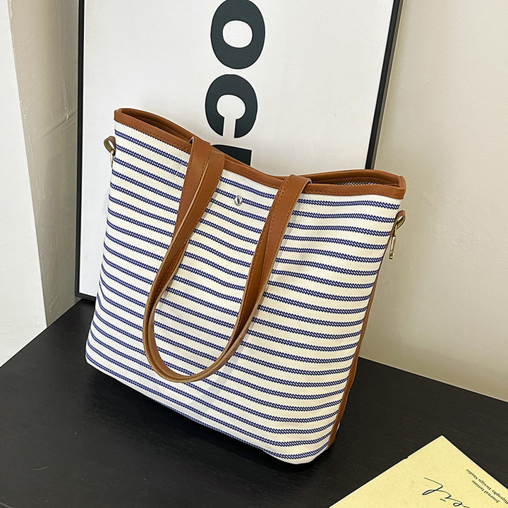 WoStriped Canvas Beach Tote Bag Stornfield
