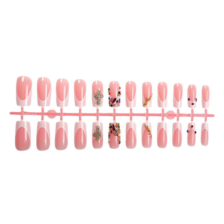 Decorative Press-On Nails Set with Artistic Gemstone Accents Stornfield