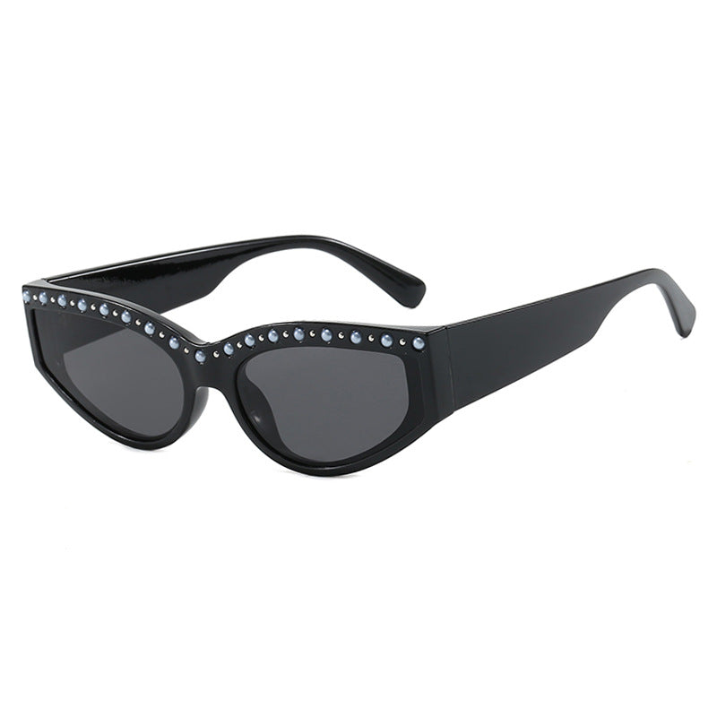 Women's Cat-Eye Sunglasses with Sparkling Rhinestone Accents and Animal Pattern Stornfield