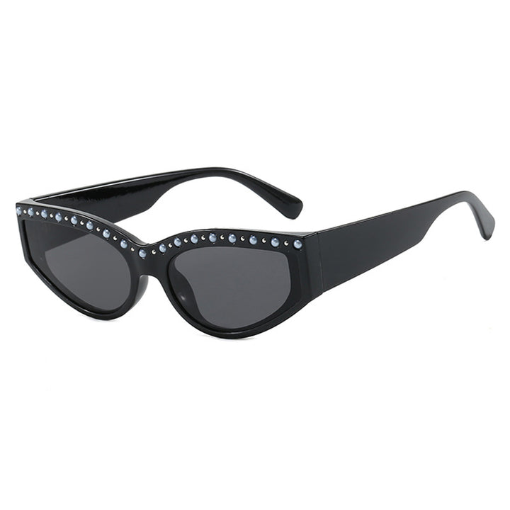 Women's Cat-Eye Sunglasses with Sparkling Rhinestone Accents and Animal Pattern Stornfield