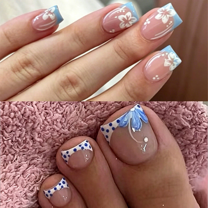Artificial nail set with decorative flower and spring motifs Stornfield