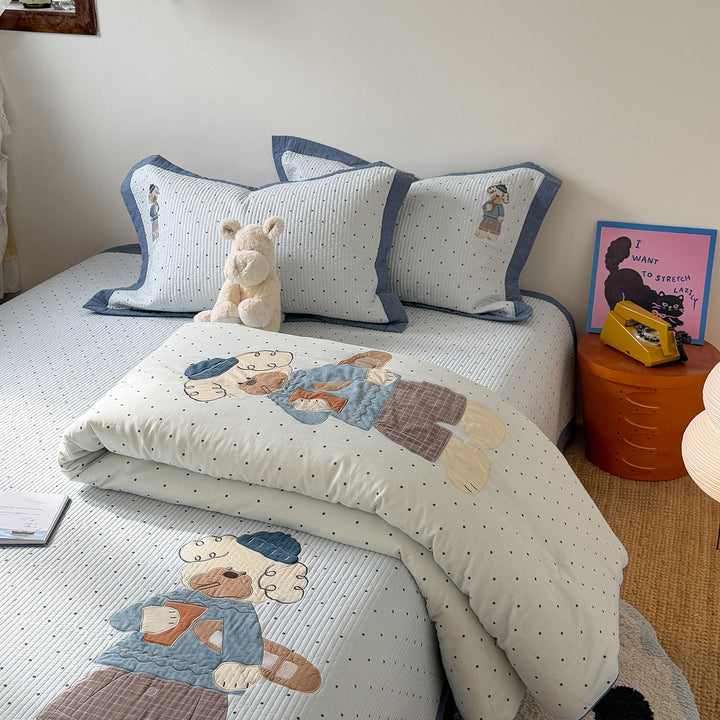 Quilted Bunny Applique Comforter and Pillowcase Set