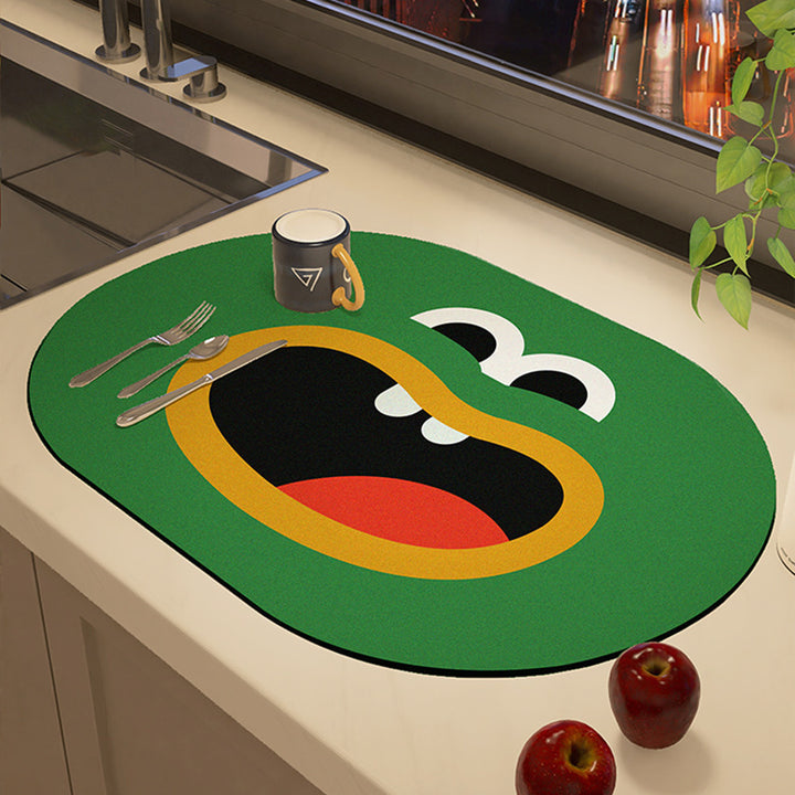 Playful Cartoon-Theme Kitchen Mat