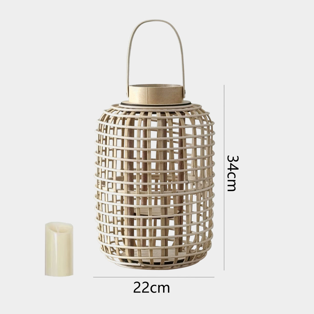 Rustic lantern made of woven material Stornfield