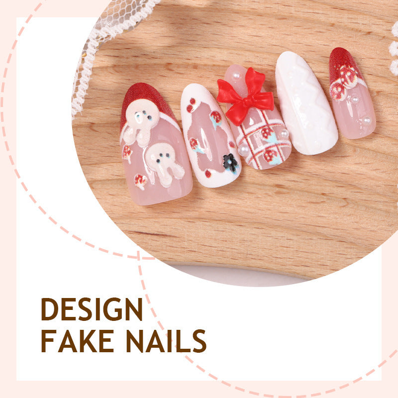 Creative acrylic nail set with playful bunny and gift designs Stornfield