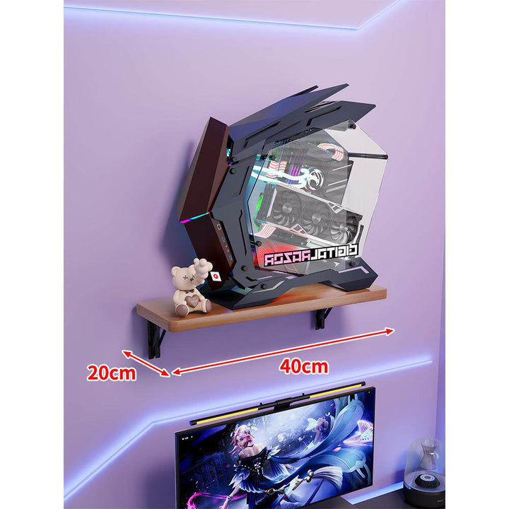 Wall-Mount Floating Shelf for Mid-Tower Gaming PC with Reinforced Brackets