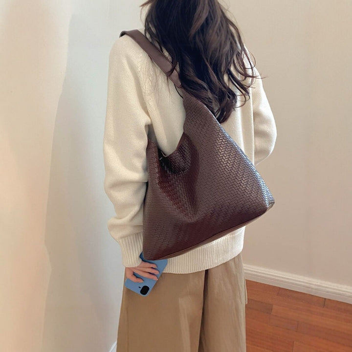 Woven Vegan Leather Hobo Bag
