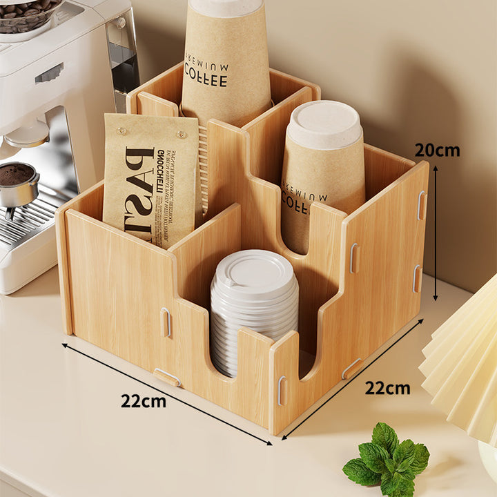 Modular Tiered Countertop Coffee Cup Lid and Straw Organizer