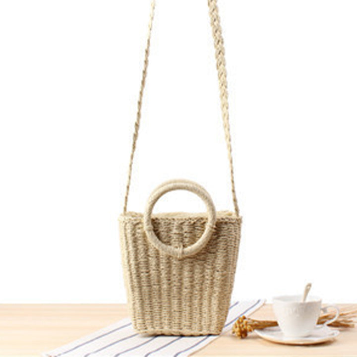 Braided Bast Shoulder Bag with Round Handle Stornfield