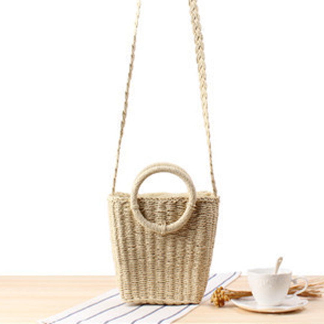 Handbag Made of Braided Natural Material with Round Handle Stornfield