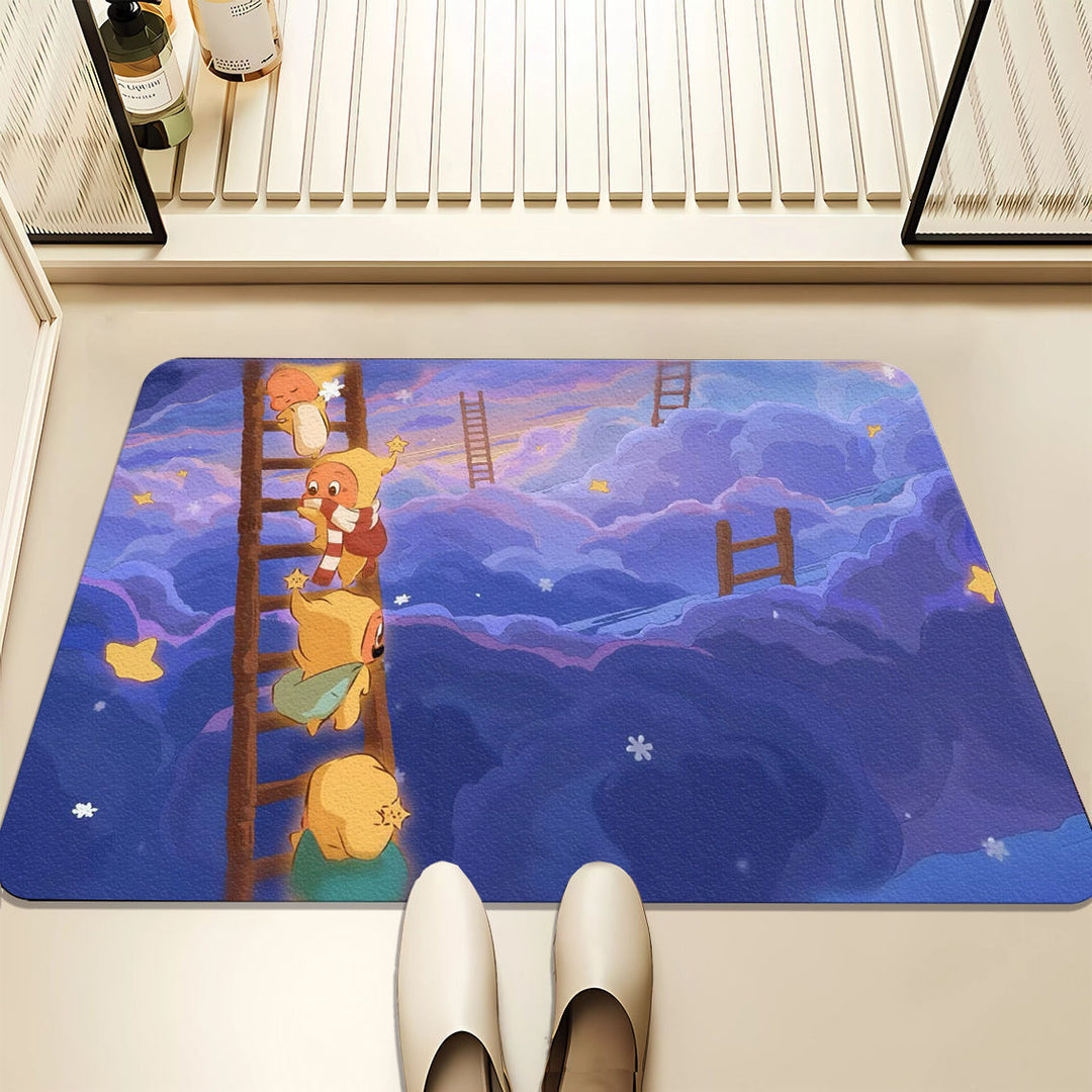 Artistic Dreamy Cloud-Themed Bath Mat for Home